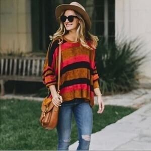Free People”All About You”  Pullover Sweater in Terracotta, Size Small